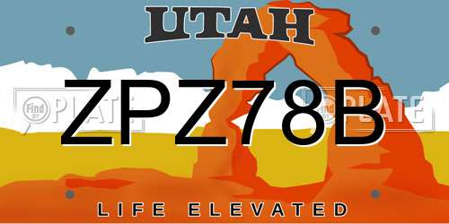 ZPZ78B Utah License Plate