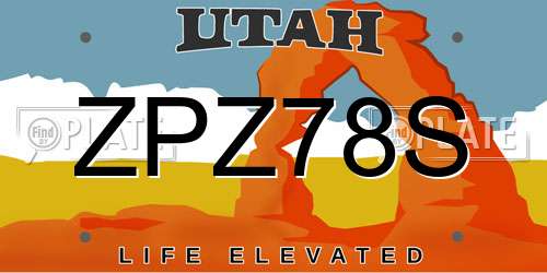 ZPZ78S Utah License Plate