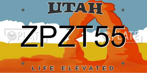 ZPZT55 Utah License Plate