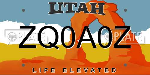 ZQ0A0Z Utah License Plate