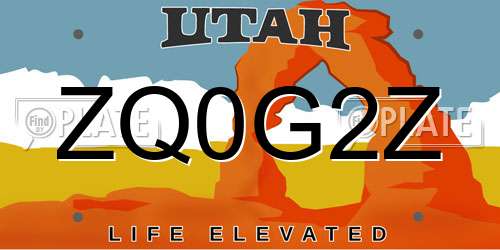 ZQ0G2Z Utah License Plate
