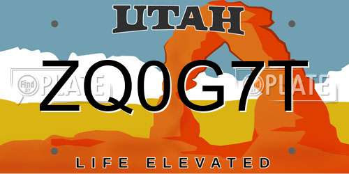 ZQ0G7T Utah License Plate