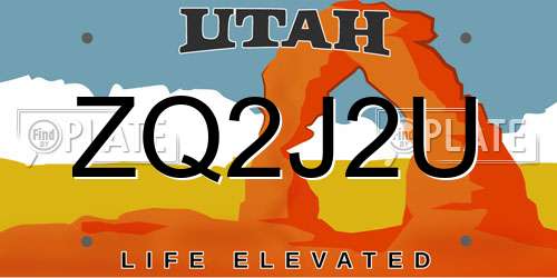 ZQ2J2U Utah License Plate