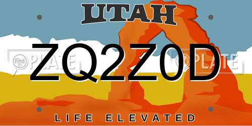 ZQ2Z0D Utah License Plate