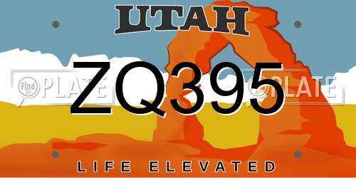 ZQ395 Utah License Plate