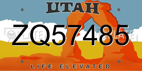 ZQ57485 Utah License Plate