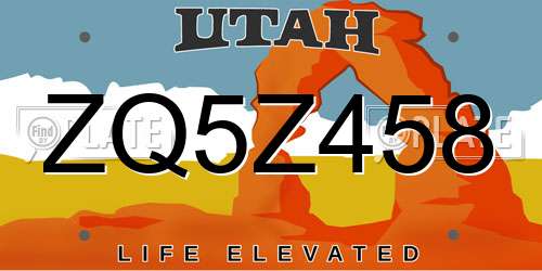 ZQ5Z458 Utah License Plate