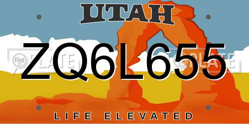 ZQ6L655 Utah License Plate