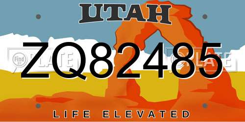 ZQ82485 Utah License Plate