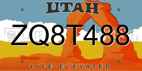 ZQ8T488 Utah License Plate