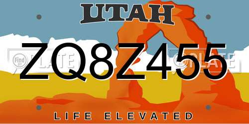 ZQ8Z455 Utah License Plate