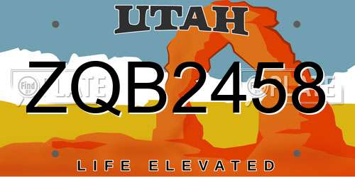 ZQB2458 Utah License Plate