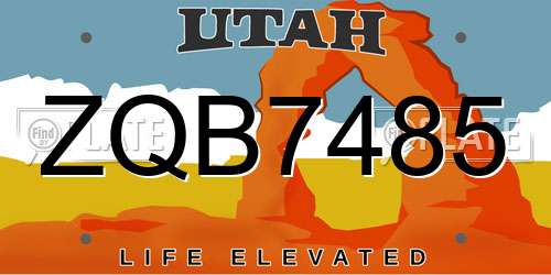 ZQB7485 Utah License Plate