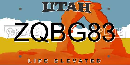 ZQBG83 Utah License Plate