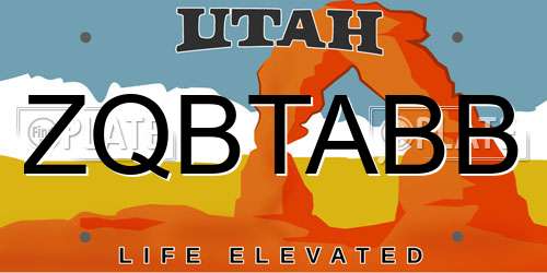 ZQBTABB Utah License Plate