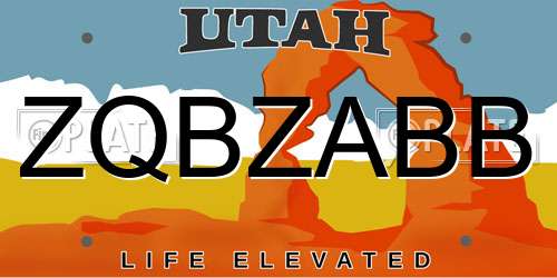 ZQBZABB Utah License Plate