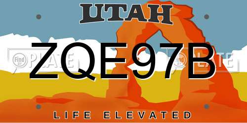 ZQE97B Utah License Plate