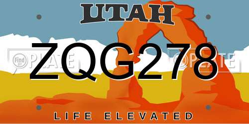 ZQG278 Utah License Plate