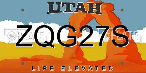ZQG27S Utah License Plate