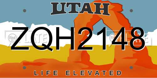 ZQH2148 Utah License Plate