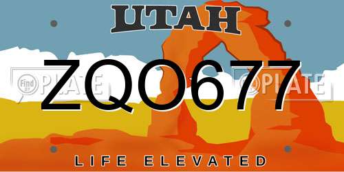 ZQO677 Utah License Plate