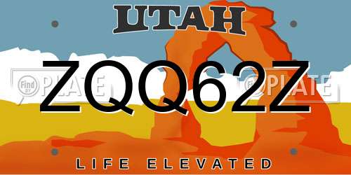 ZQQ62Z Utah License Plate