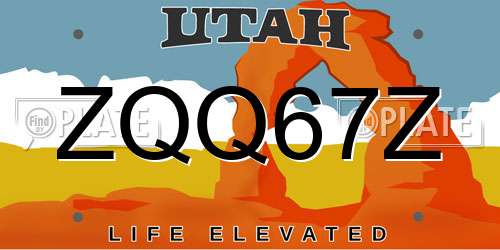 ZQQ67Z Utah License Plate