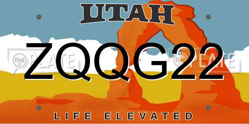 ZQQG22 Utah License Plate