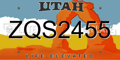 ZQS2455 Utah License Plate