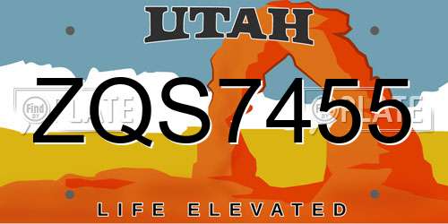 ZQS7455 Utah License Plate