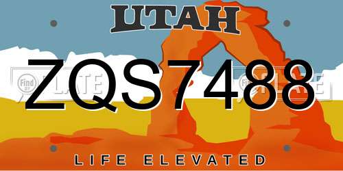 ZQS7488 Utah License Plate