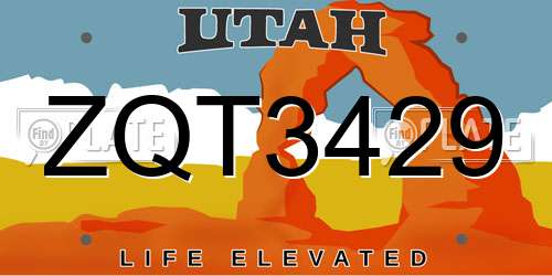 ZQT3429 Utah License Plate