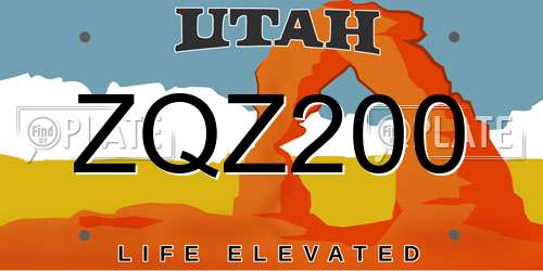 ZQZ200 Utah License Plate