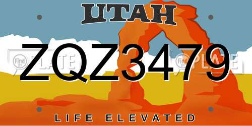 ZQZ3479 Utah License Plate