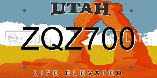 ZQZ700 Utah License Plate