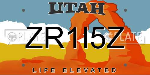ZR1I5Z Utah License Plate