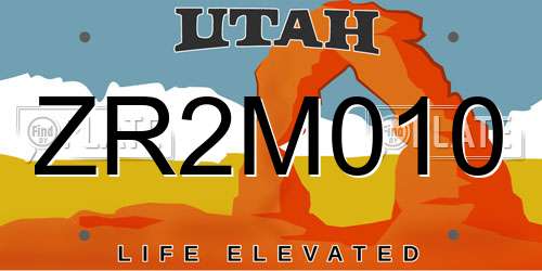 ZR2M010 Utah License Plate
