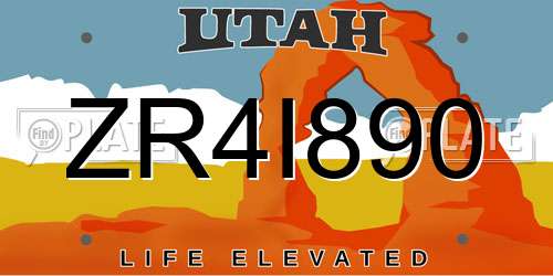 ZR4I890 Utah License Plate