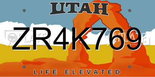 ZR4K769 Utah License Plate
