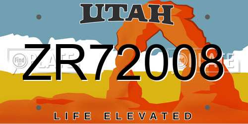 ZR72008 Utah License Plate