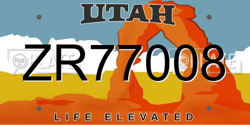 ZR77008 Utah License Plate