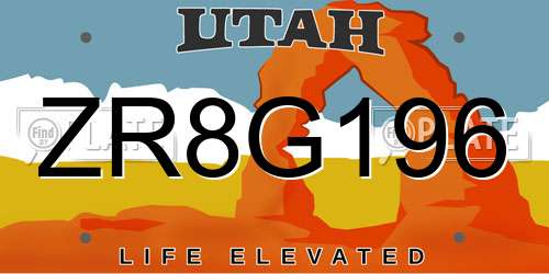 ZR8G196 Utah License Plate