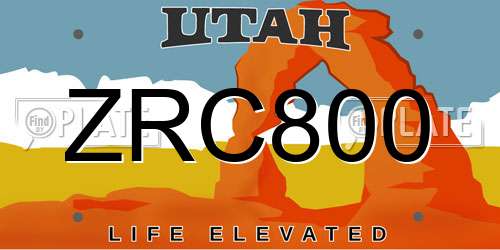 ZRC800 Utah License Plate