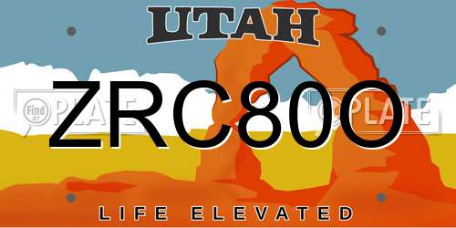 ZRC80O Utah License Plate