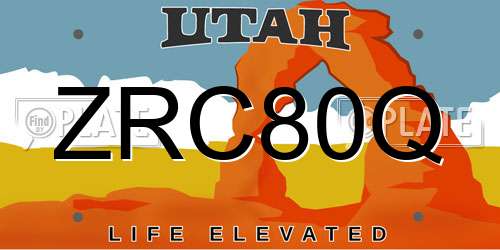 ZRC80Q Utah License Plate