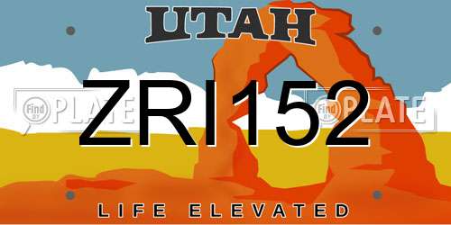 ZRI152 Utah License Plate