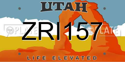 ZRI157 Utah License Plate