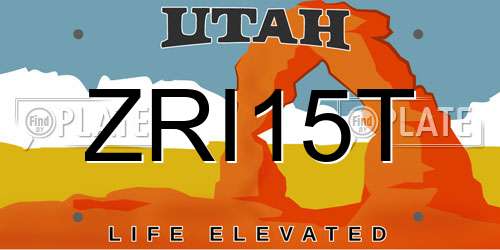 ZRI15T Utah License Plate