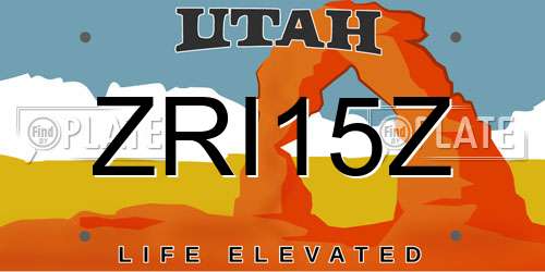 ZRI15Z Utah License Plate