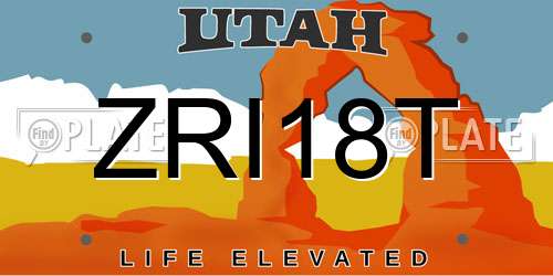 ZRI18T Utah License Plate